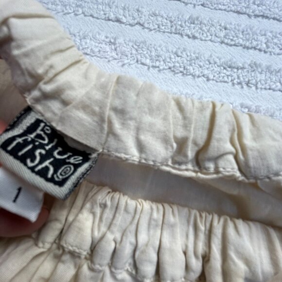 Vintage Blue Fish Women's Size 1 Cream Elastic Waist Maxi Skirt 100% Cotton - Picture 3 of 9